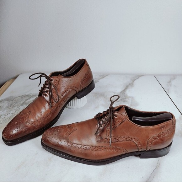BOSS Hugo Boss Clasto Cognac Leather Wingtip Oxford Dress Shoes, Sz 8.5 main image 10